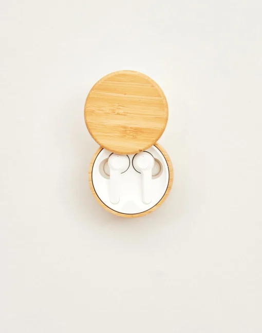 Natura Selection Airpods Caja Bambú Redonda 146043-BAMBU/WHI Hot