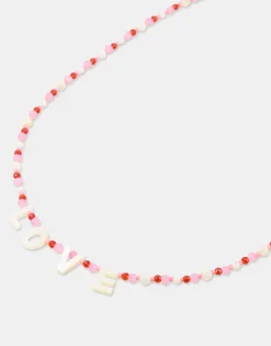 Natura Selection Collar Beads Love 150182-PINK Discount