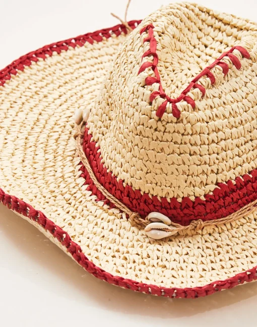 Natura Selection Sombrero Papel Conchitas 145568-RED New